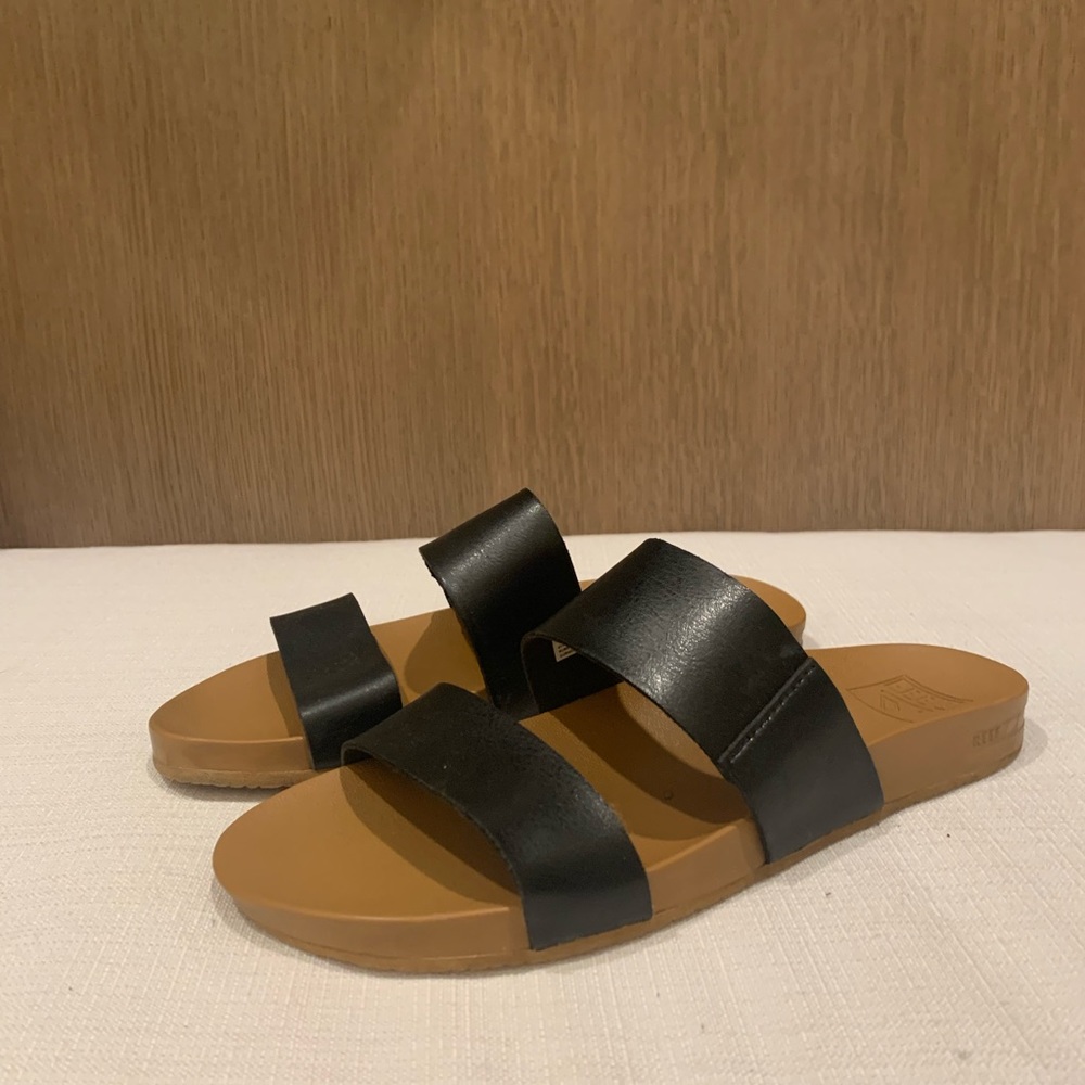 Reef Black and Tan Slides Size 7